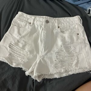 White Distressed Denim Shorts